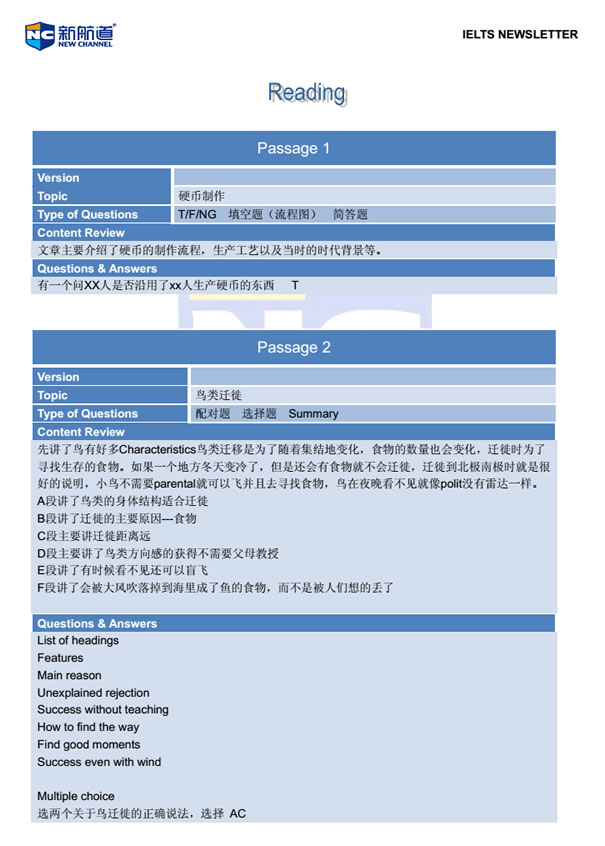 新航道2014年1月18日雅思考试回忆