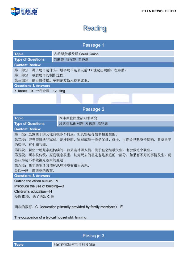 新航道2014年11月1日雅思考试回忆