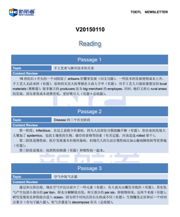 2015年1月10日托福考试回忆