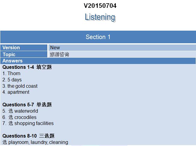 新航道2015年7月4日雅思考试回忆