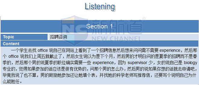 2015年9月12日新航道托福考试回忆听力部分