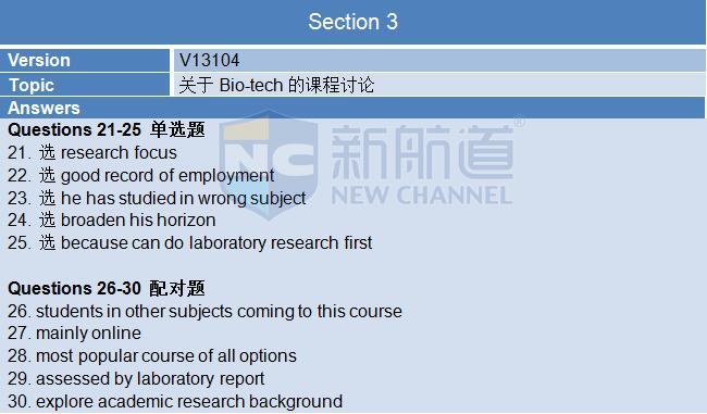 新航道2015年11月19日雅思考试回忆听力A卷 section 3