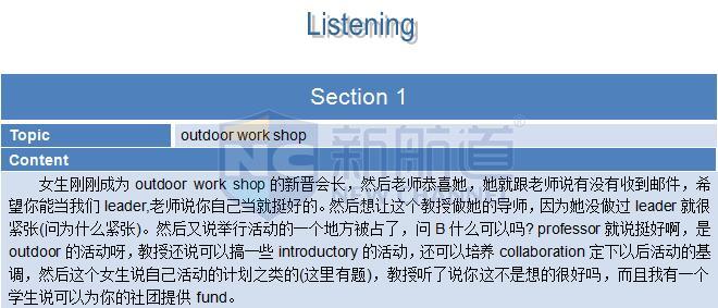 新航道2015年12月13日托福考试回忆听力 section 1