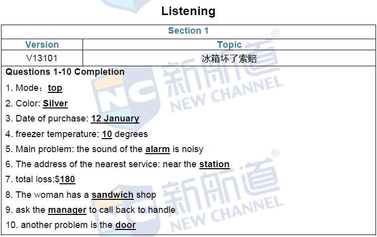 新航道2016年5月7日雅思考试回忆听力 section 1