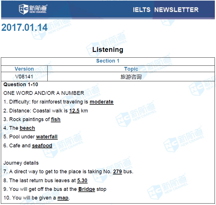 新航道2017年1月14日雅思考试回忆1